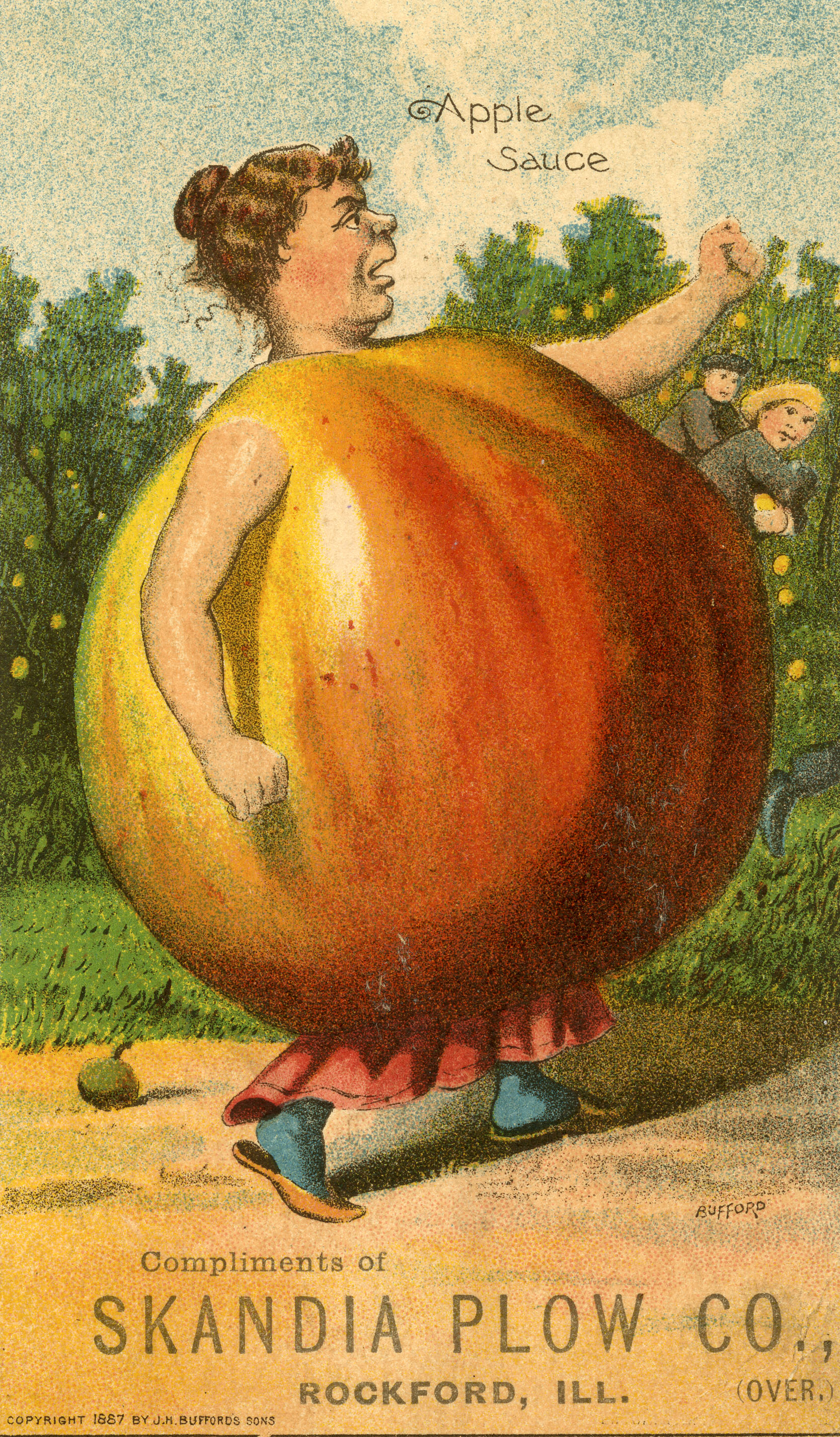 Trade card, Skandia Plow Company, 1887. (AC0060-0000026-01) (front-apple) 