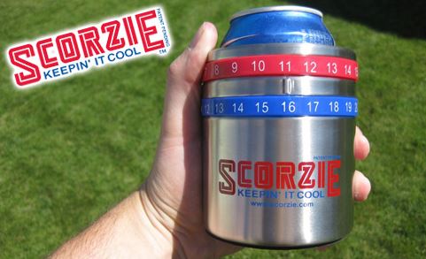Drink cover that keeps the can cold and has a method to keep score of any games you may play.