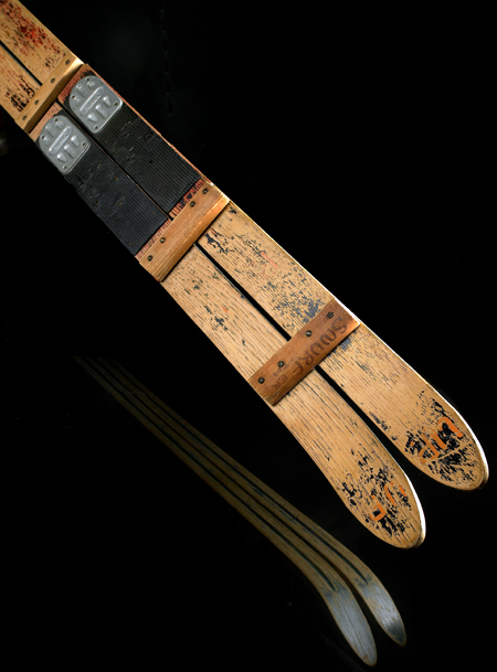 Prototype snurfer made by attaching two children’s skis side-by-side