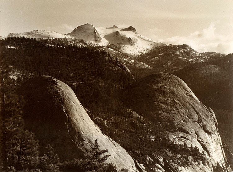 Yosemite peaks photographed by Ansel Adams 