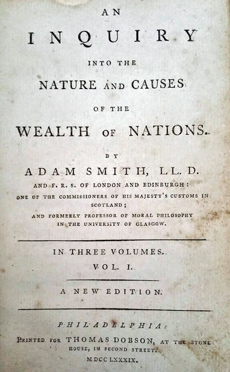 Frontspiece of An Inquiry into the Nature and Causes of the Wealth of Nations by Adam Smith, 1789