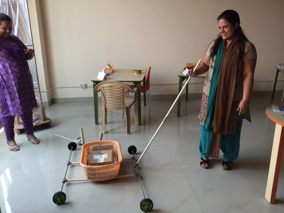 Spark!Lab India staff invent a vehicle from PVC pipe