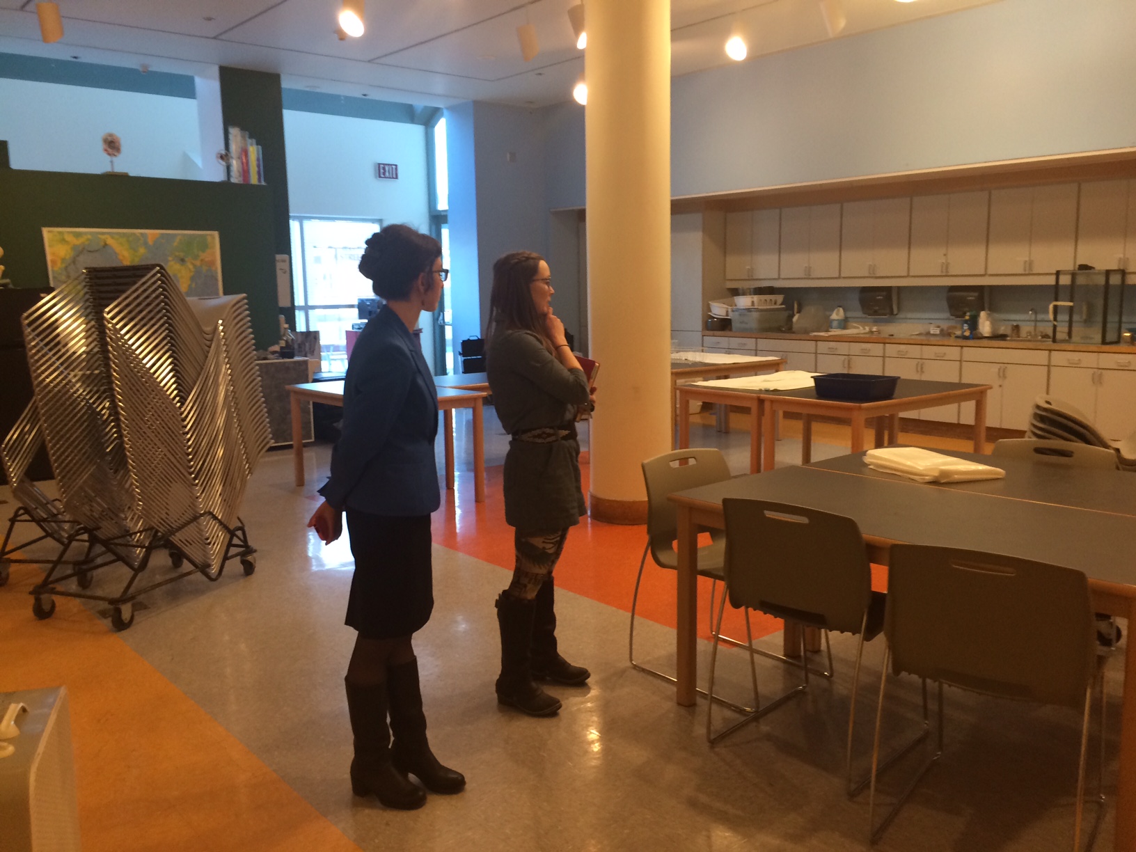 Lemelson Center staff tour the space being prepped for Spark!Lab at the Anchorage Museum.