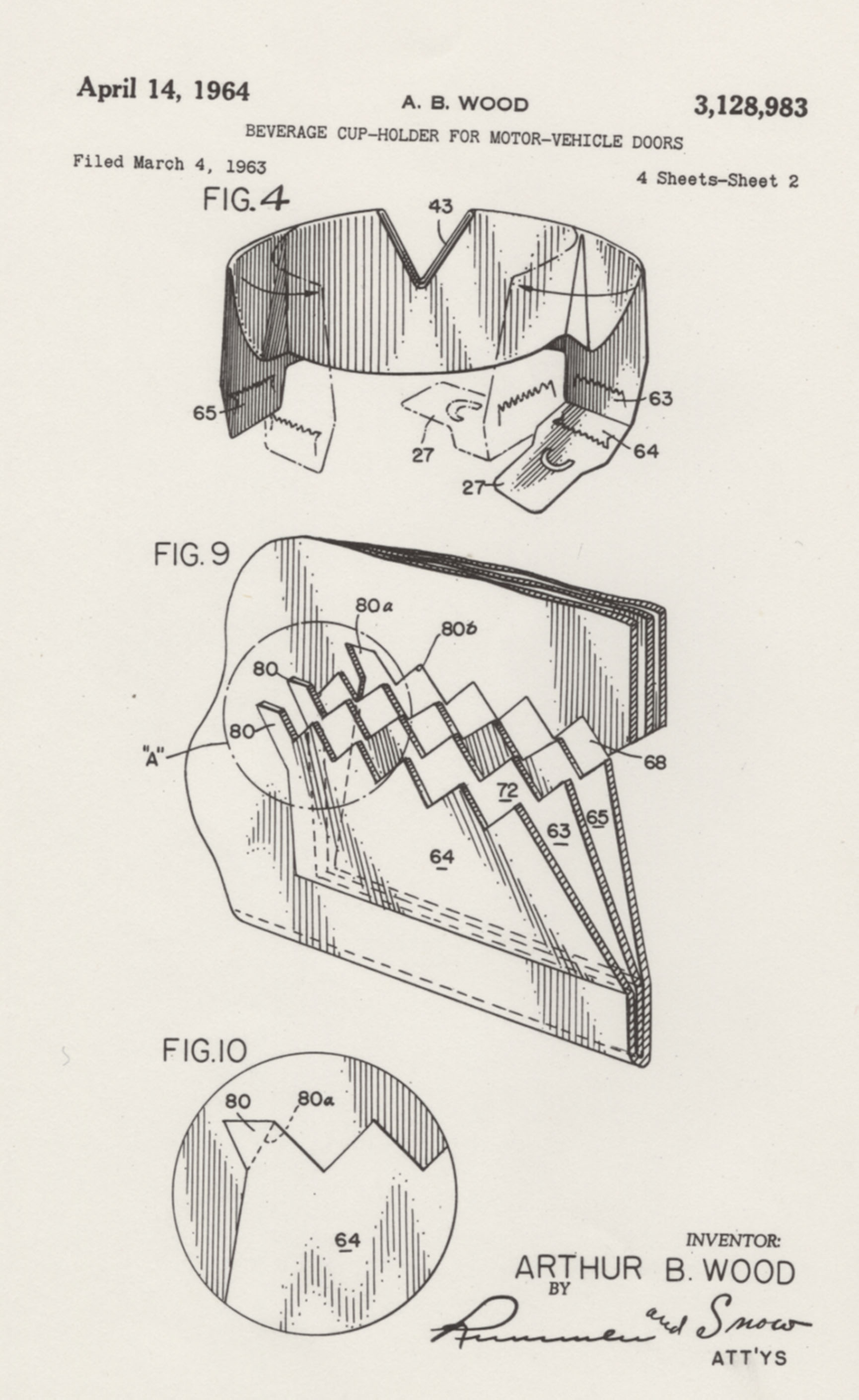 Patent drawings for a cup holder