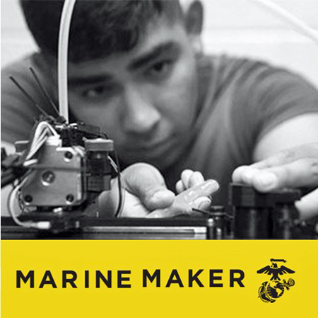 Logo for Marine Maker Initiative showing young man making something