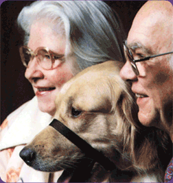 Inventor Ruth Foster and a dog wearing the Gentle Leader® collar