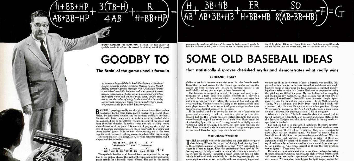 Two-page spread from Life magazine of article, “Goodby to Some Old Baseball Ideas”