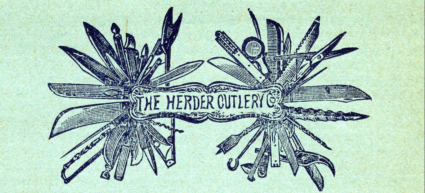 Mast head of price list, Herder Cutlery Company, Philadelphia, Pennsylvania, 1889