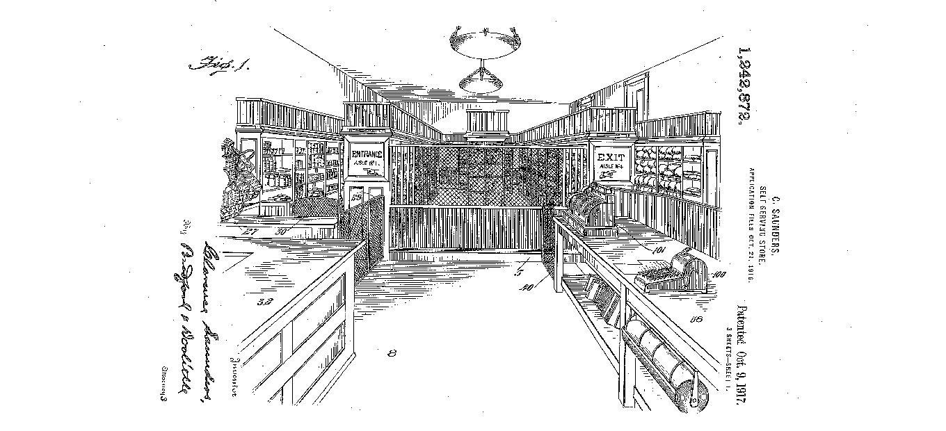 Figure 1, perspective view of store, US Patent 1,242,872