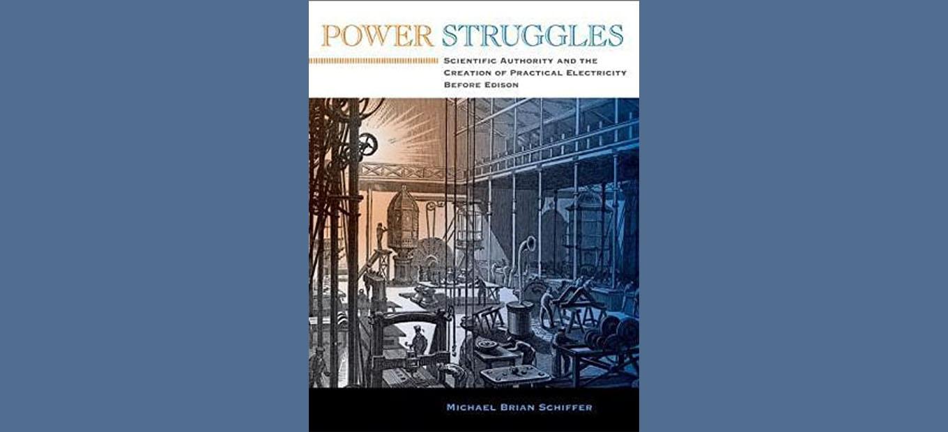 Power Struggles book cover, depicting a 19th century industrial building interior