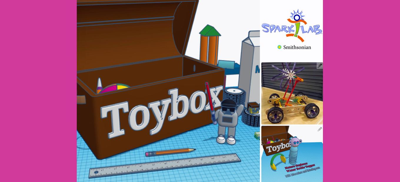 Collage of computer-generated and physical parts to invent a toy