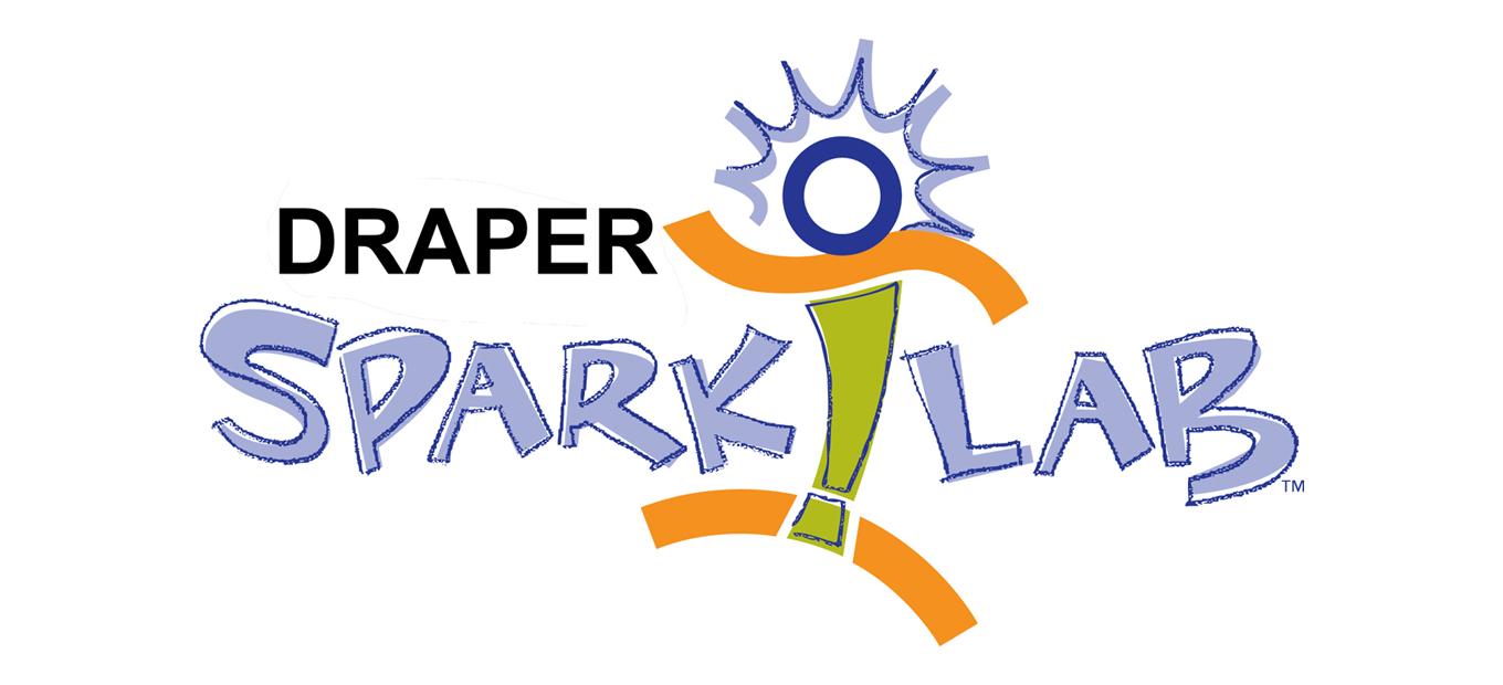 Logo for Draper SparkLab, including Sparky figure and words Draper SparkLab