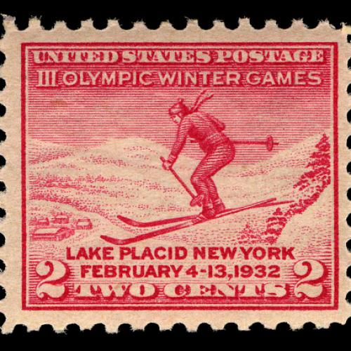 US stamp commemorating the 1932 Winter Olympic Games.