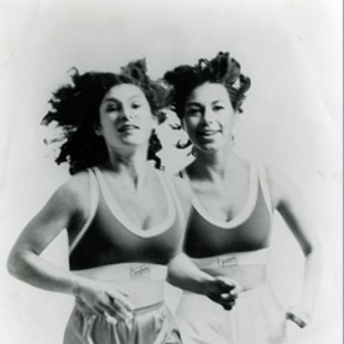 Hinda Miller and Lisa Lindahl wearing Jogbras running