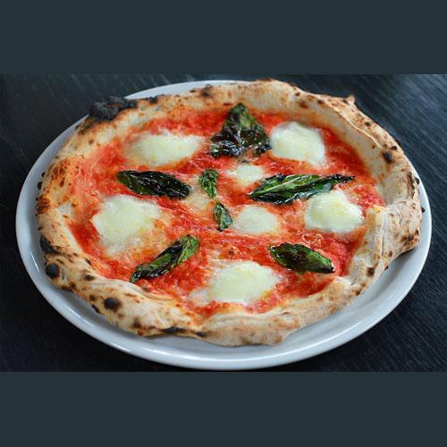 A whole Margherita pizza