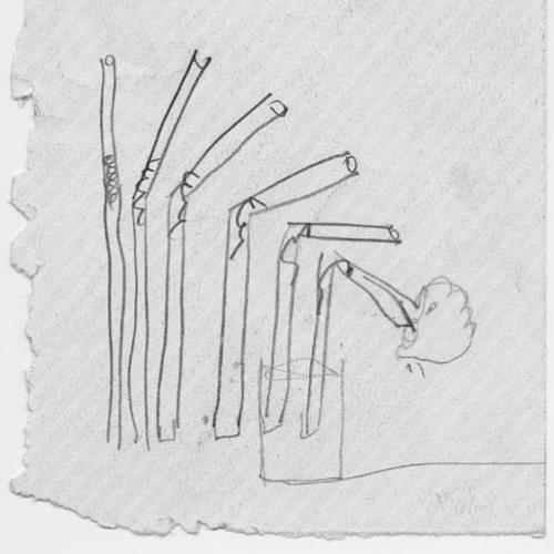 Pencil sketch of a flexible drinking straw.