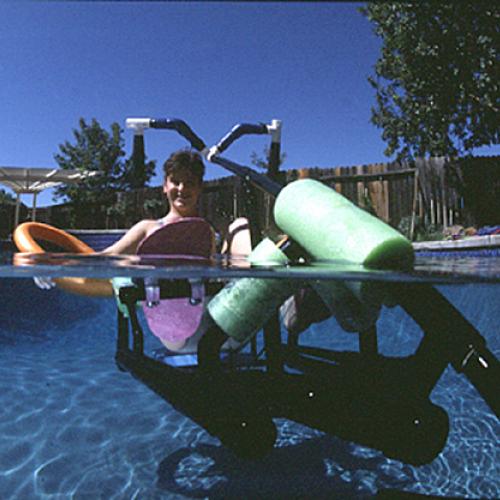 Inventor Krysta Morlan uses her Waterbike in the pool