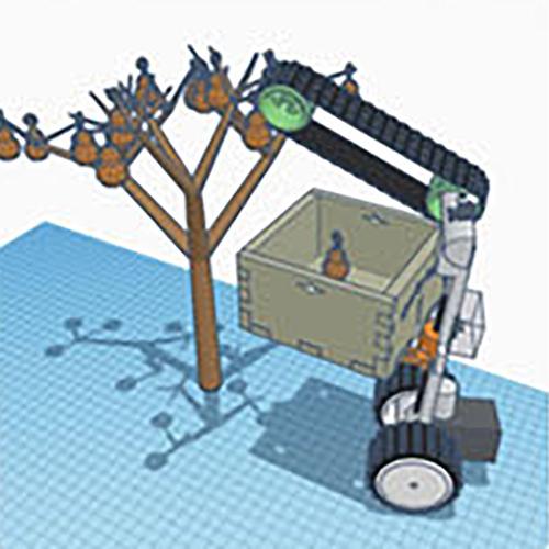 Computer-generated sketch of tree picker machine